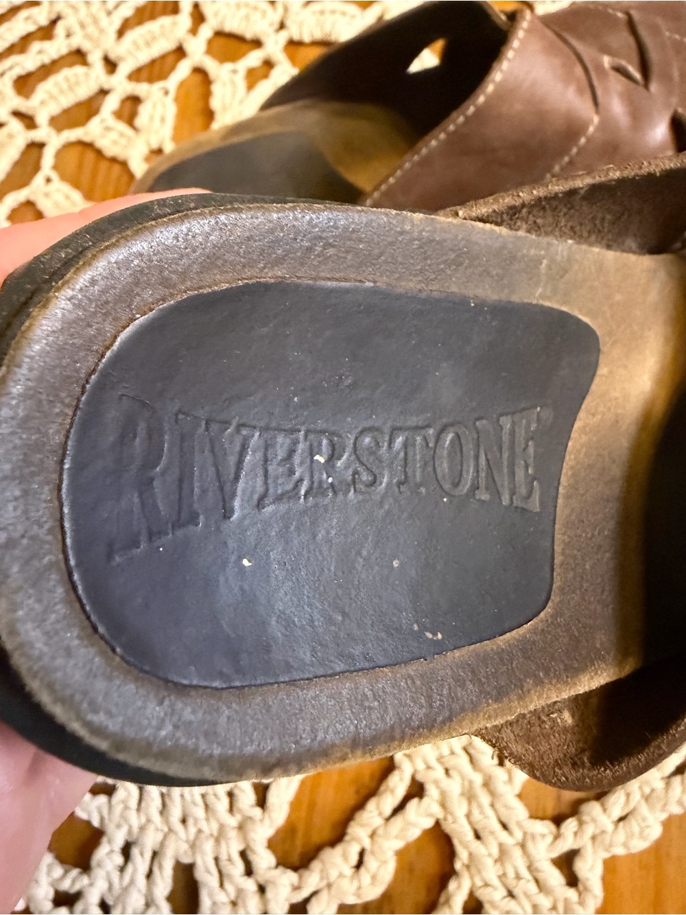 Vintage Riverstone Brown Leather Fisherman Slide Sandals clogs 8M Y2K 90 - Picture 6 of 7